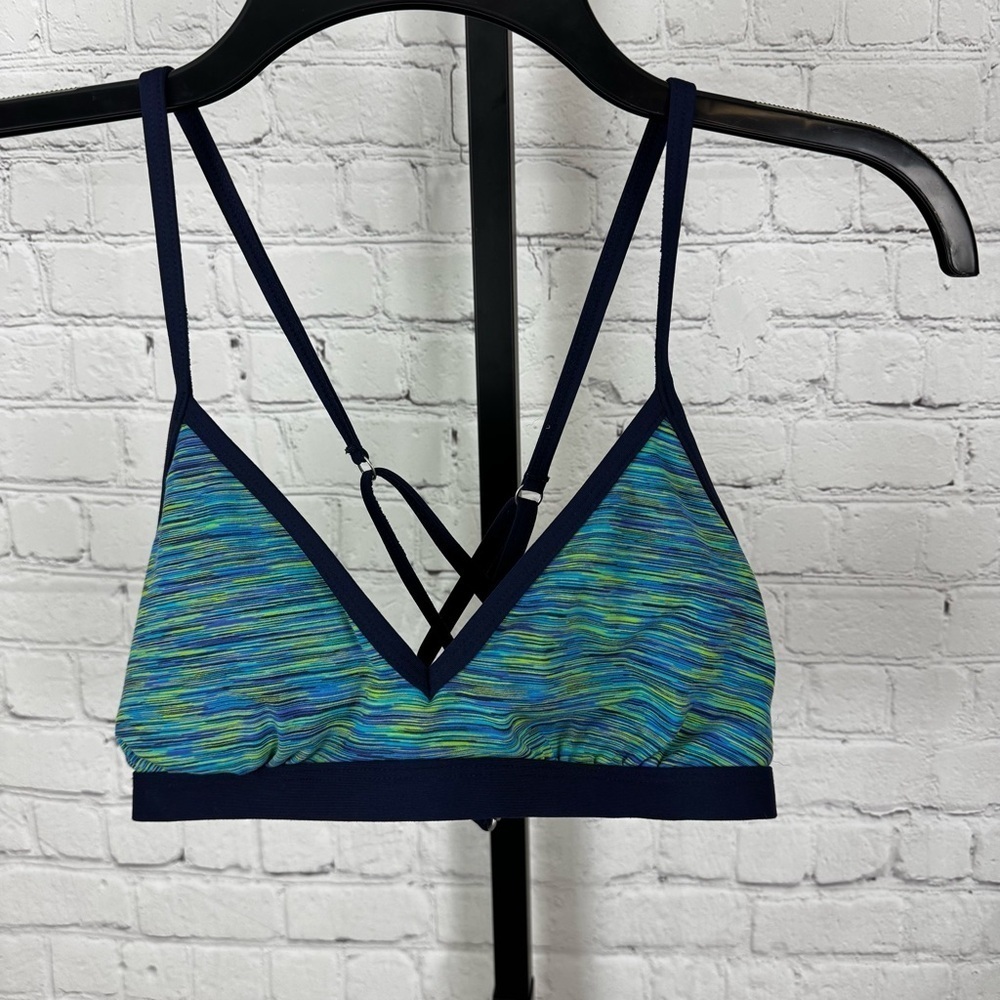 Athleta Paddleout Blue Green Space Dye Triangle Swim Top Size Small